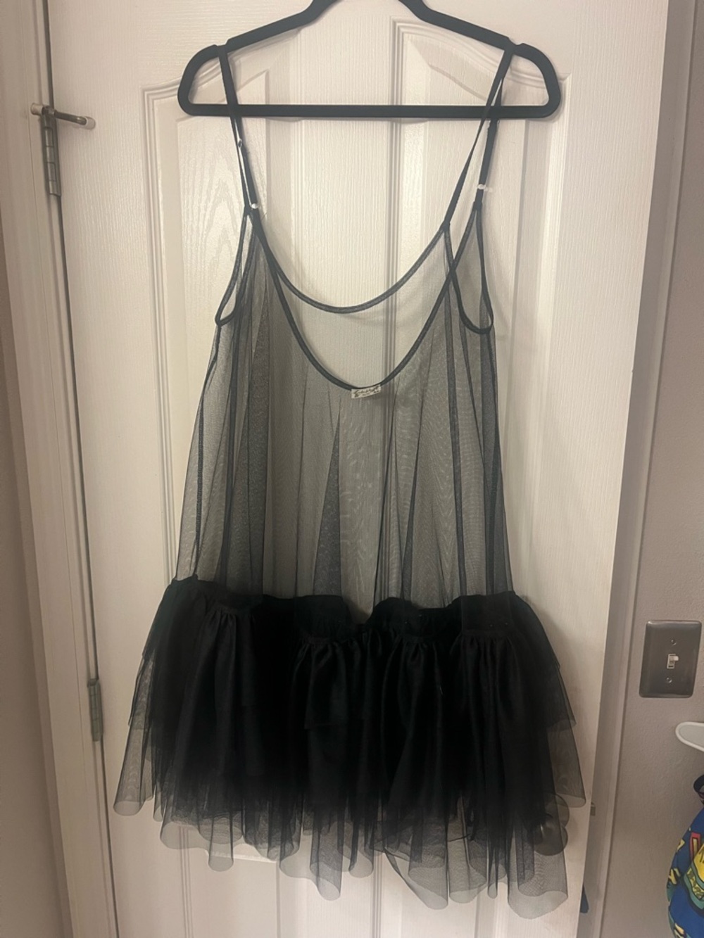 Laundry By Shelli Segal Sheer Black Tulle Babydoll Chemise